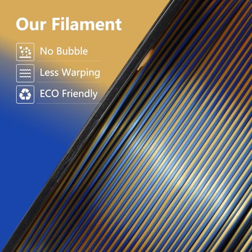 Image of Kingroon PLA Filament, Multicolor Silk PLA Filament, Tri Color 3D Printer Filament, 1.75 mm, Dimensional Accuracy + /- 0.03 mm, 1kg Spool(2.2lbs), Blue Gold