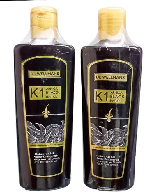 dr. wellmans k1 arnica black hair oil 200ml (pack of 2)