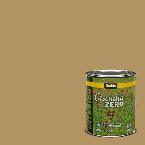 Vista 147 de Rodda Paint CASCADIA ZERO Interior Semi-Gloss Paint & Primer in One, Quart, Gold Tweed