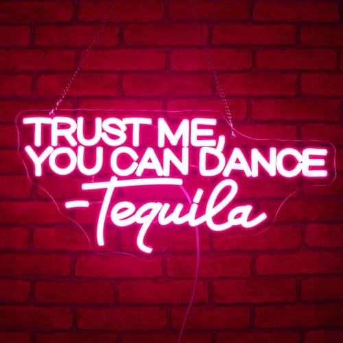 Image of You Can Dance Neon Sign, JGHTURIE Trust Me Neon Signs for Wall Decor Pink LED Light up Girls Room Party Club Preppy Decoration USB Powered