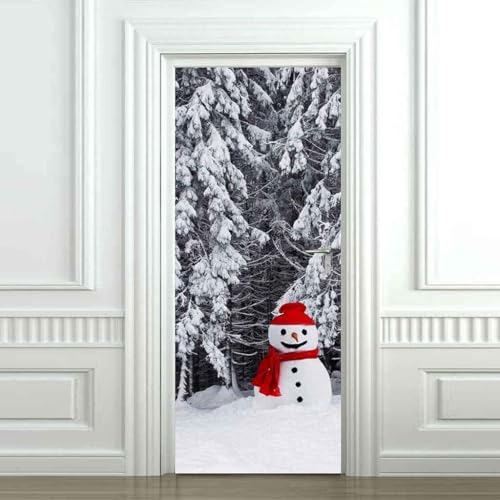 Tizhweqo Pegatina Puerta Paisaje Invernal Pegatinas para Puertas Paisaje Invernal Adhesivo Vinilo 3D Puerta Pegatina Pared Murales Papel Pintado Poster para Sala de Baño Decorativos 77x200 cm 7804a