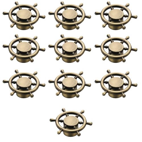 Image of Ship Wheel Design Knob for Drawer /Door Knob /Drawer Knobs /Decorative Knobs and Pulls /Zinc Alloy (Antique Finish) Pack of 10-| 3 Years Warranty |