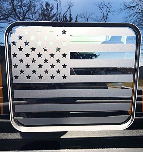 Image of Xinghe for 2015-2025 2026 Ford F150 F250 F350, Rear Middle Window American Flag Decals, Matte Black USA Flag Decal for Truck Back Window, Waterproof Vinyl, Durable and Easy Remove Truck Decal