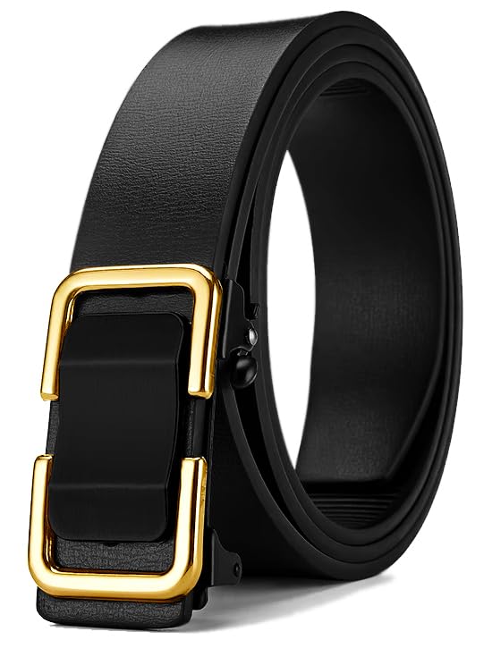 Image of NAPA HIDE Men's Auto Lock Vegan Leather Belt | Stylish Adjustable Buckle Belt for Formal & Casual Wear I Fits upto 40 Inches Waist size