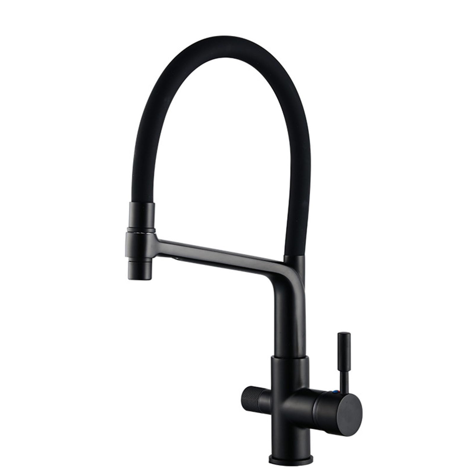 Grifo de Cocina 3 Vias Extraible Latón Agua Purificada 2 Asas Grifo Cocina-Negro