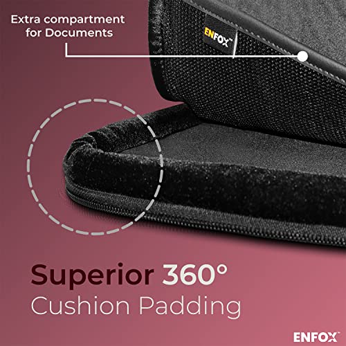 Image of ENFOX� 360� 14 Inch Protection Water Resistance Super Premium Laptop Sleeve Cover Case Slim Bag with Handle Front Pocket Unisex Portable Air Light Design (Maroon Red - WITH CHARGER COVER, 14 Inch)