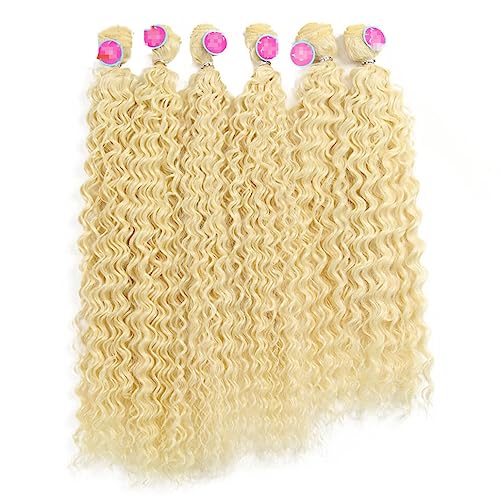 La Armadura Del Pelo Rizado Rizado Afro Lía 613 Extensiones Sintéticas Del Pelo Del Color Rubio 6 PCS Pelo