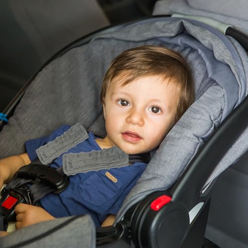 Image of Baby Car Seat Neck Cover, Car Seat Strap Cover, Seat Belt Cushions Pads, Shoulder Strap Protectors, Reversible Pram Harness Covers in Minky, Baby Neck Pad Protector
