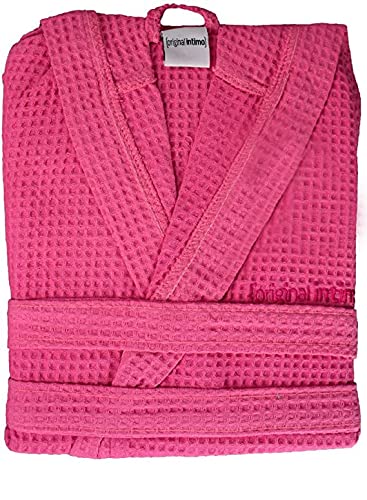 OriginalIntimo Albornoz para hombre y mujer, original e intimo, de nido de abeja con cinturón y capucha, Color blanco., M