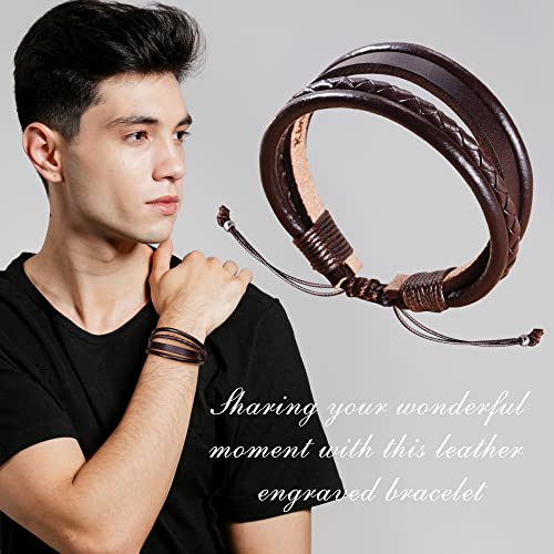 Pulsera ajustable de cuero para hombre con mensaje inspirador miniatura 2