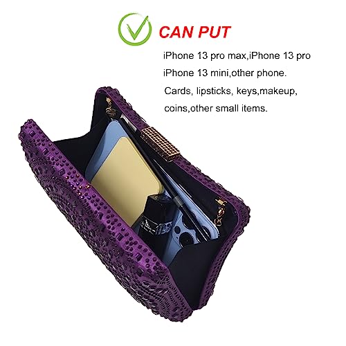Image of Crystal Box Clutch Rhinestone Handbags For Women Party Purse Wedding Evening Bag