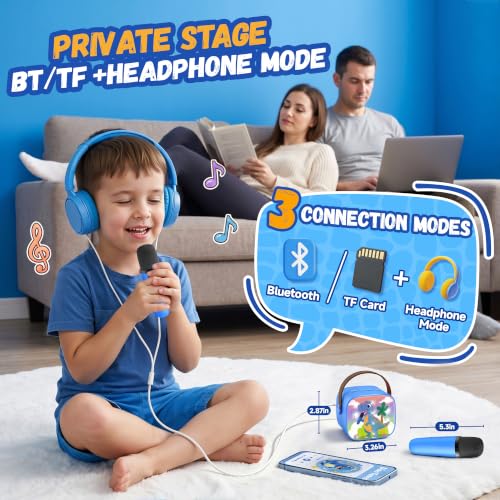 Image of YLL Karaoke Machine for Kids, Portable Mini Speaker with 2 Wireless Microphones, Kids Toy Gifts for Boys Ages 3, 4, 5, 6, 7, 8, 9, 10+ Years Old, 4-12th Birthday Singing Home Family Party
