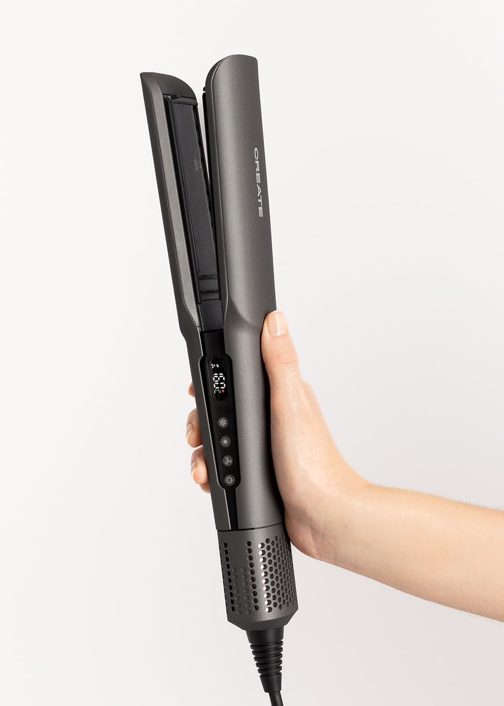 CREATE/CERAMIC AIR STYLER DUAL/Plancha secador iónico grafito para pelo mojado o seco/Pantalla LCD, revestimiento cerámico, secado rápido, temperatura y velocidad ajustable, 1300W