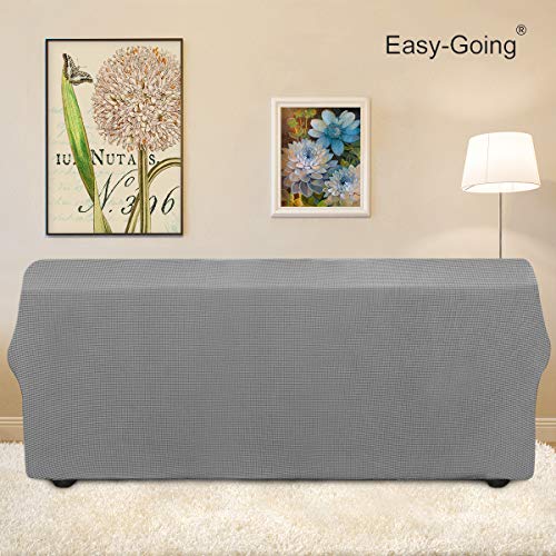Image of Easy-Going Stretch Sofa Slipcover 1-Piece Sofa Cover Furniture Protector Couch Soft with Elastic Bottom for Kids, Polyester Spandex Jacquard Fabric Small Checks (Sofa, Light Gray)