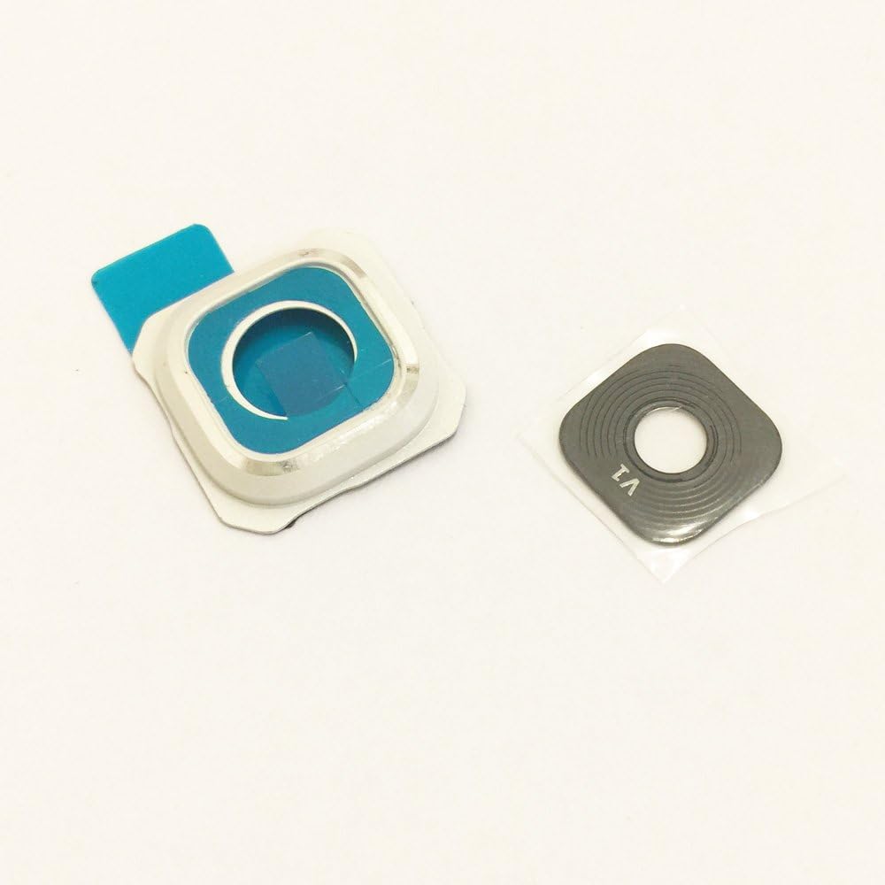 Rear Back Main Camera Lens Glass Ring with Frame Holder Cover + Adhesive Fix Replacement Repair Parts for Samsung Galaxy S6 VI Edge+ Edge Plus G928 (ALL CARRIERS) (White)