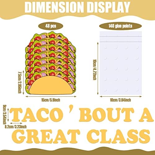 Taco' Bout a Great Class Cutout with 48 Pcs Taco Cutouts, Mexican Fiesta Sticker Cinco De Mayo Fiesta Party Decorations for Mexican Themed Party Decorations School Decor Supplies