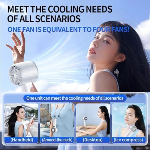 Image of One94Store Portable Hand Fan | 1800mAh Rechargeable Battery | Digital Display | Touch Control | 3 Speed Modes with 150 Speed Dialing Button | Personal Cooling Fan for Home, Office & Travel | White