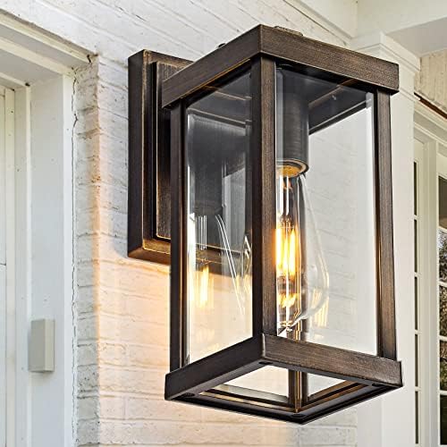 Outdoor Lights for House 11.02 Inches, Golden Brown Porch Lights Outdoor Wall, Oil Rubbed Waterproof Outdoor Light Fixture, Classic E26 Socket Outdoor Light for Garage，Porch，Front door,1 PACK