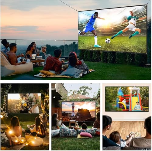 Image of AAJK Alr Outdoor Projectior Screen, 4K Movie Projector Screen 16:9 HD Foldable Anti-Crease Portable Projector, Movies Screen for Home Theater Outdoor Indoor