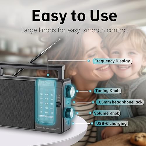 Radio portátil AM FM SW con antena telescópica y altavoz grande miniatura 2