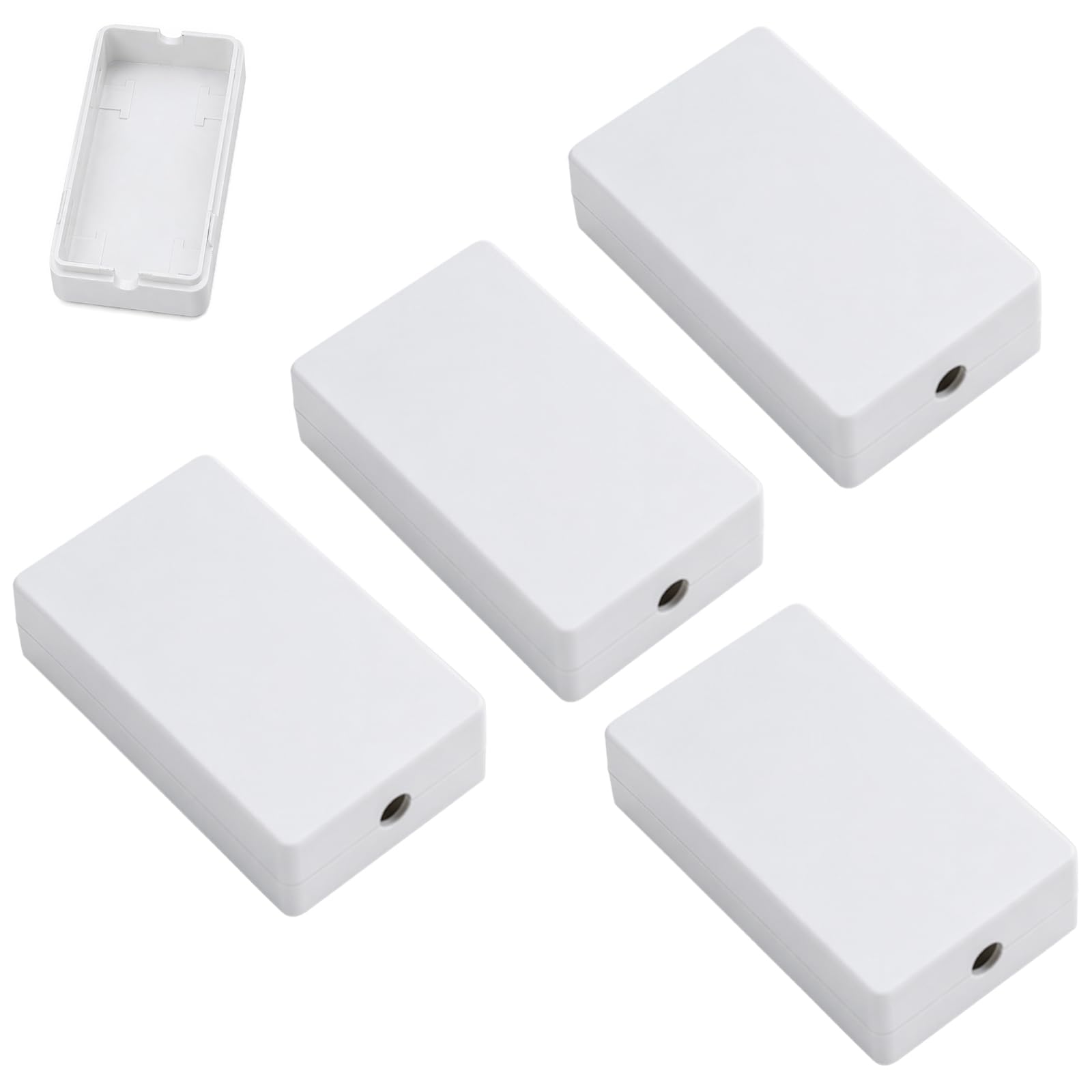 4 Pcs Waterproof Junction Box, Small Surface Mounted Electrical Distribution Box ABS Enclosure for DIY Electronics Projects, Wago Compatible (White)