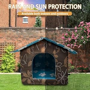 Soft Waterproof Dog House with Pad Pets Foldable Cool Cave Sleeping Bed for Dogs Cats Hamster Small Animal House All Weather Black
