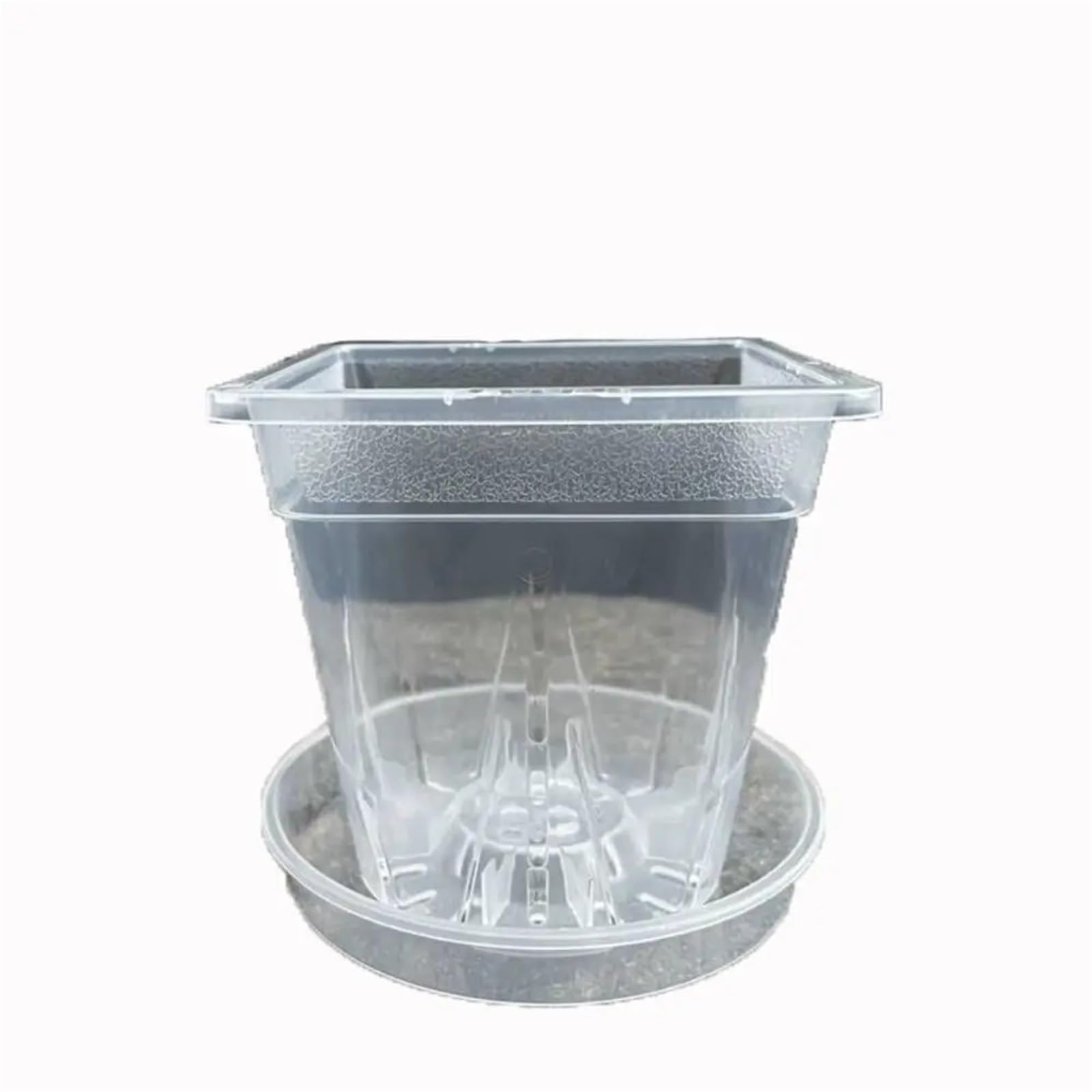 RUWLFE 5pcs Clear Transparent Flower Pot Round Square Plastic Plant With Holes Cattleya Planting Orchid Phalaenopsis Potted for Succulents, Houseplants(Sqaure-15.5cm)