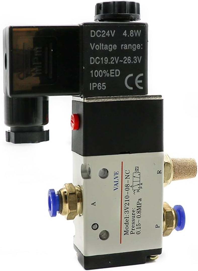Pneumatic Solenoid Valve 3V210-08 DC12V DC24V AC110V AC220V 3 Way 2 Position Air Directional Control Valve Gas Magnetic Valve(3V210-08 w 4mm,AC 220V)