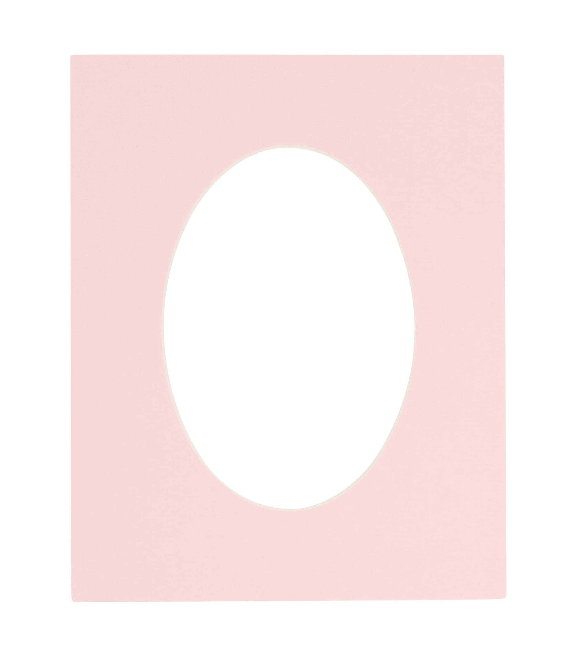 CountryArtHouse Soft Pink Acid Free 8x10 Oval Picture Frame Mat with White Core Bevel Cut for 5x7 Pictures - Fits 8x10 Frame - Pack of 1 Matboard
