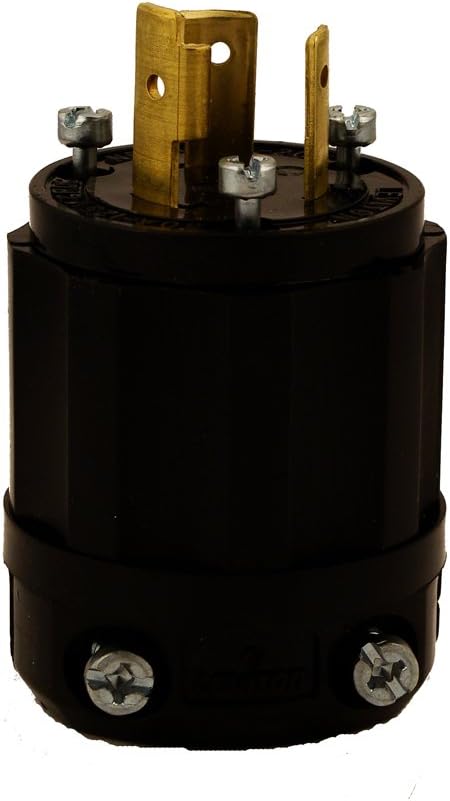 Leviton 2311-B 20 Amp, 125 Volt, NEMA L5-20P, 2P, 3W, Locking Plug, Industrial Grade, Grounding- Black