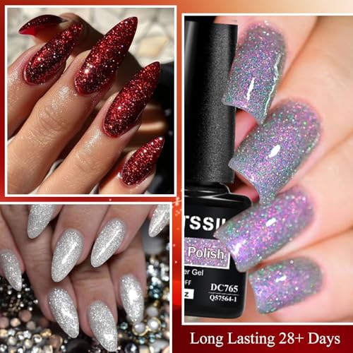 Set de esmaltes de uñas gel con brillo multicolor miniatura 5