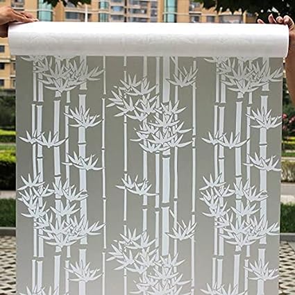 Image of SUNBIRD Window Privacy Film, Decorative Stained Glass Window Film, Frosted Window Tinting Film for Home, House Door Glass ('24 X 60' INCHES, White Bamboo)