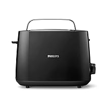 Philips Daily Collection Tostapane – 8 impostazioni, 2 fette, Griglia scaldapanini integrata, Fessura Ampia, 2 Grandi Fessure, Vassoio raccoglibriciole rimovibile, Nero (HD2581, 90)