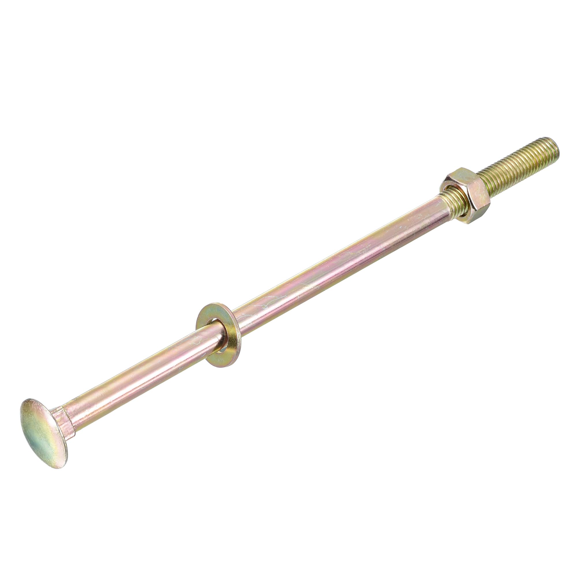 QUARKZMAN Śruby blokujące z nakrętkami i podkładkami M12 x 250 mm, z nakrętkami i podkładkami, zestaw 12 szt. ze stali nierdzewnej 304, okrągłe śruby z łbem czworokątnym, kolor złoty