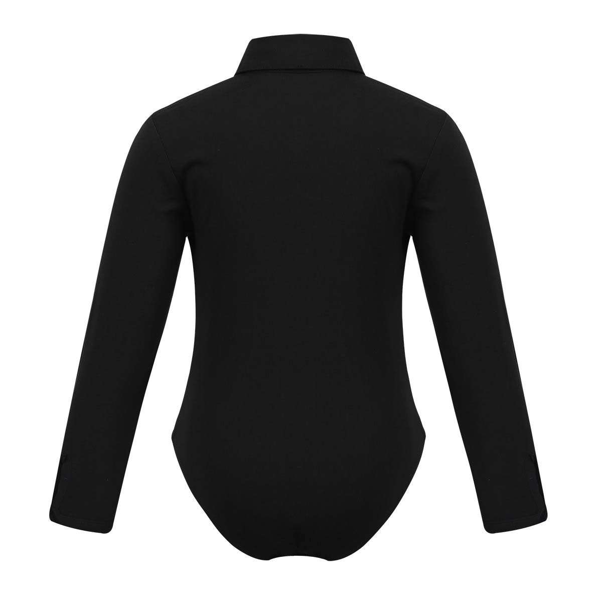 Choomomo Boys Formal Dress Shirt Bodysuit Long Sleeve Bowtie Leotard Romper Jazz Latin Ballroom Dancewear Black 8 Years