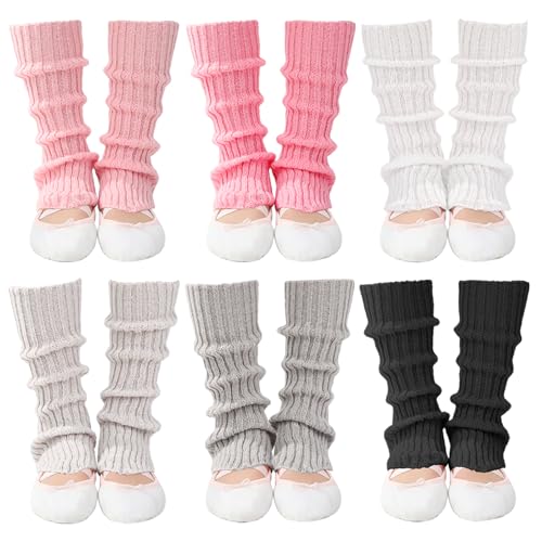 scenicamp 6 Pairs Ballet Leg Warmers for Girls Toddler Teens Stirrup Ankle Warmers Y2K Fashion Knitted Socks for Dance Practice Yoga Lolita Costume