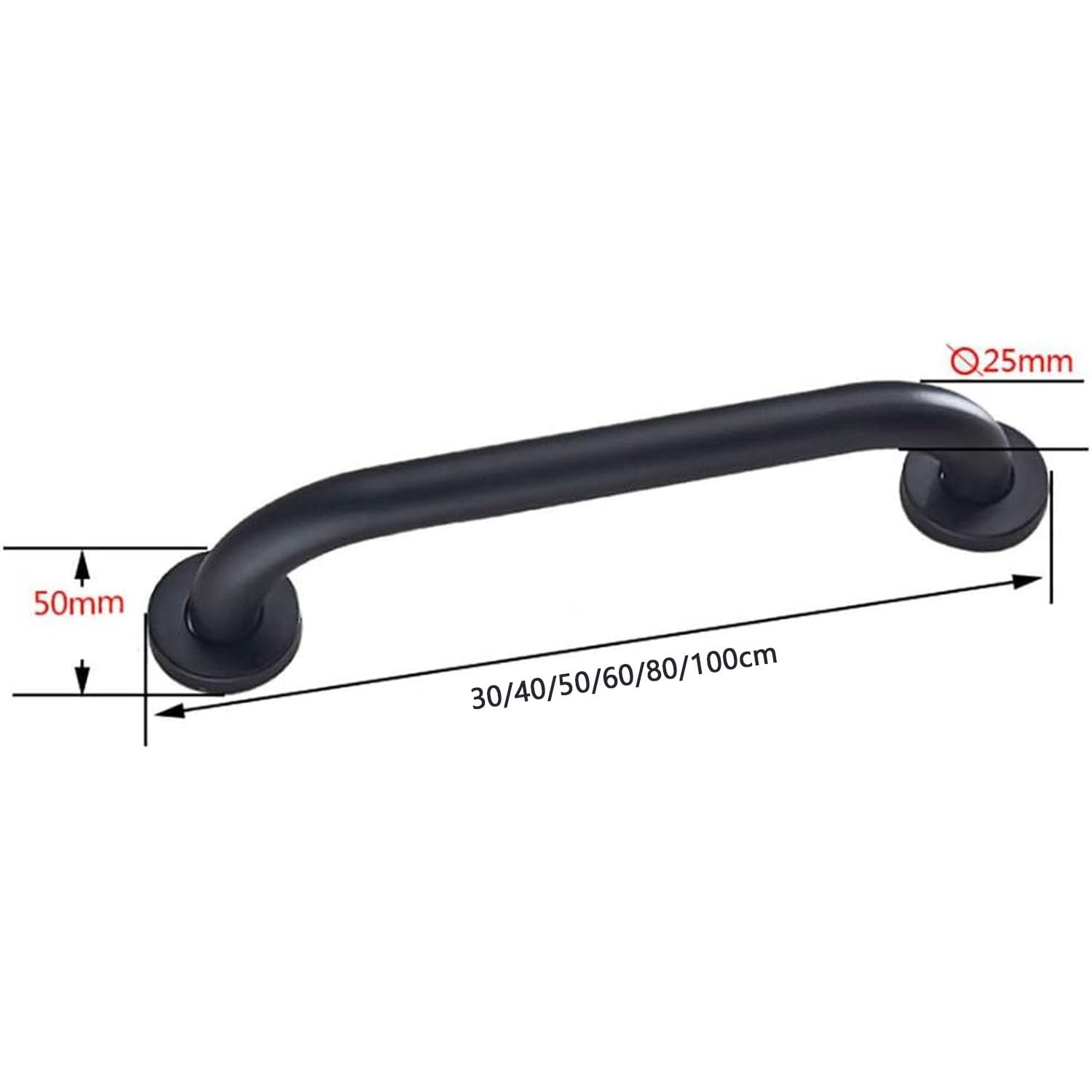 Badezimmer Sicherheit Haltegriff, 30 cm Edelstahl Haltegriff Schwarz Rutschfester Handlauf Für Badewanne Küche Schlafzimmer Dusche Handtuchhalter/a/100Cm