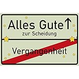 vanva Alles Gute zur Scheidung Ortsschild Scheidungsberater Für Männer Schild 30x20 cm Scheidungsparty Scheidung Deko Hellgrün