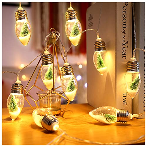 Christmas Tree Snow Globe String Lights, 10 LED Clear Bulbs Chris...