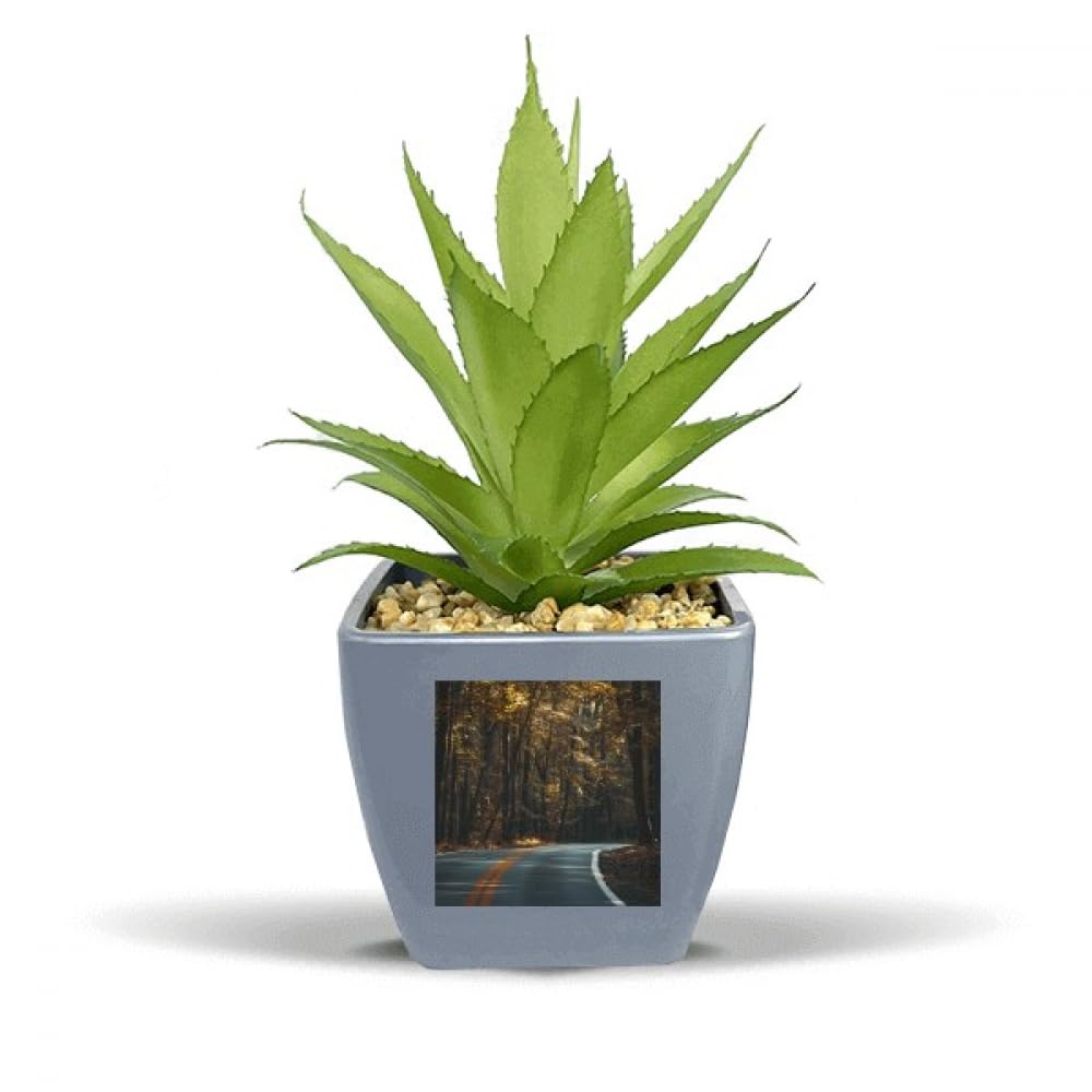 Road Grass Forest Autumn Travel Dark Fake Pineapple Flower Pot Vase Mini Decor