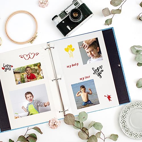 Álbum de fotos AIOR tipo scrapbook con pegamento propio, 60 páginas, cubierta de lienzo, ideal como regalo para viajes, bodas y bebés (azul) miniatura 6