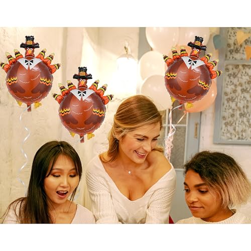 Image of Turkey Balloon Thanksgiving Balloons Turkey Foil Balloons for Fall Harvest Thanksgiving Autumn Themed Party Decoration Supplier Birthday Party Festival Balloons Party Sets 3Pcs