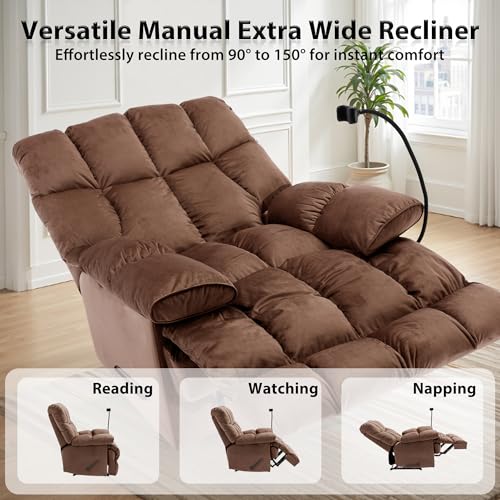 Sillón reclinable manual marrón amplia miniatura 3