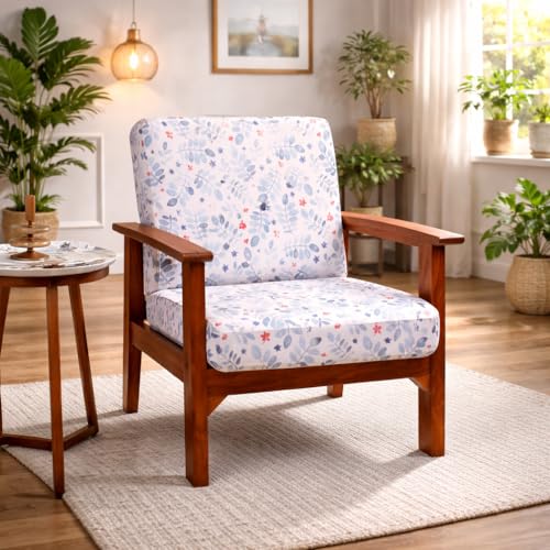 Image of STITCHNEST 'Contour Fit Series' Stretchable Printed Wooden Sofa Cover (Pack of 6) - Elastic Wooden Chair Cover | Wooden Sofa Seat Cover | Size - 20-21 x 20-21 x 3-5 in