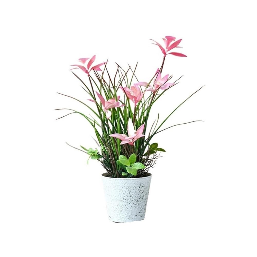 Kx9Lb8d Faux floor plant Fake Plants, Simulated Flowers, Living Room Decorations, Creative Desktop Potted(Pink)