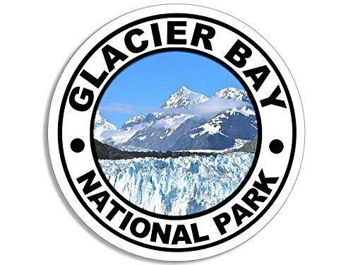 JR Studio 4x4 inch Round Glacier Bay Alaska National Park Sticker (Travel Camp ak rv Hike) Vinyl Decal Sticker Car Waterproof Car Decal Bumper Sticker