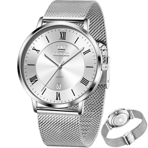 Image of OLEVS Mens Gold Watches Analog Quartz Business Dress Watch Day Date Stainless Steel Classic Luxury Luminous Waterproof Casual Male Wrist Watches
