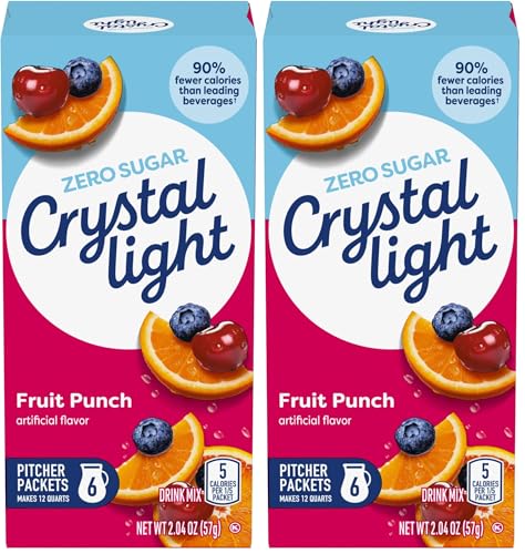 Image of Crystal Light Fruit Punch Artificially Flavored Powdered Drink Mix, 72 ct Pack, 12 Canisters of 6 Pitcher Packets (Pack of 2)