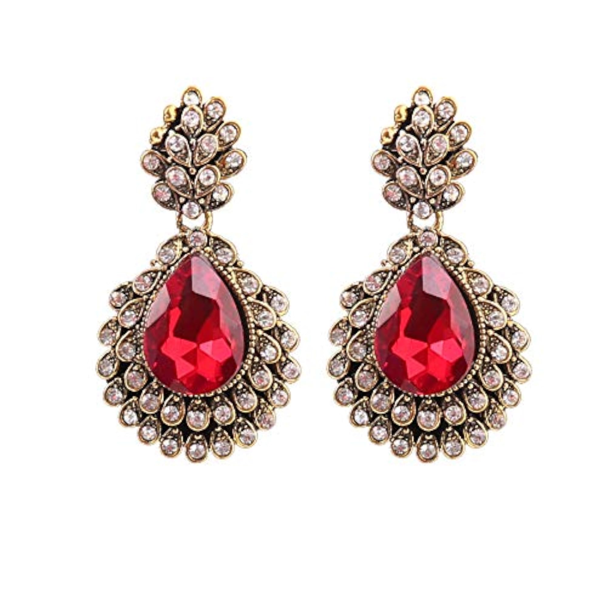 Elegant Vintage Red Rhinestone Dangle Earrings for Women