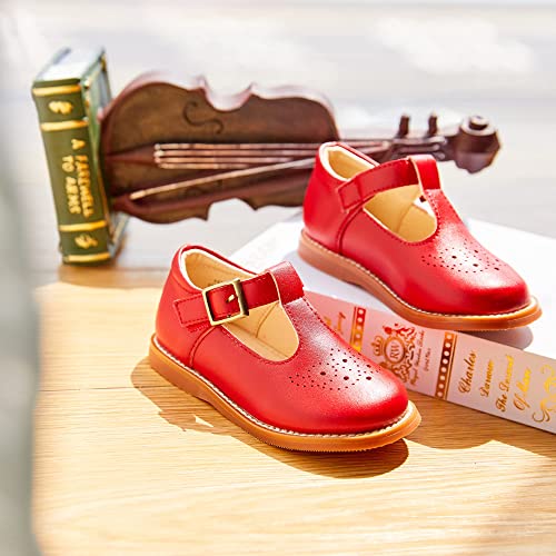 Image of Kiderence Toddler Girl Mary Jane School Uniform Dress Shoes Oxford Flats | Wide Toe Box Great Comfort for Student Shoe and Flower Girl Shoe for Wedding, Parties, Church